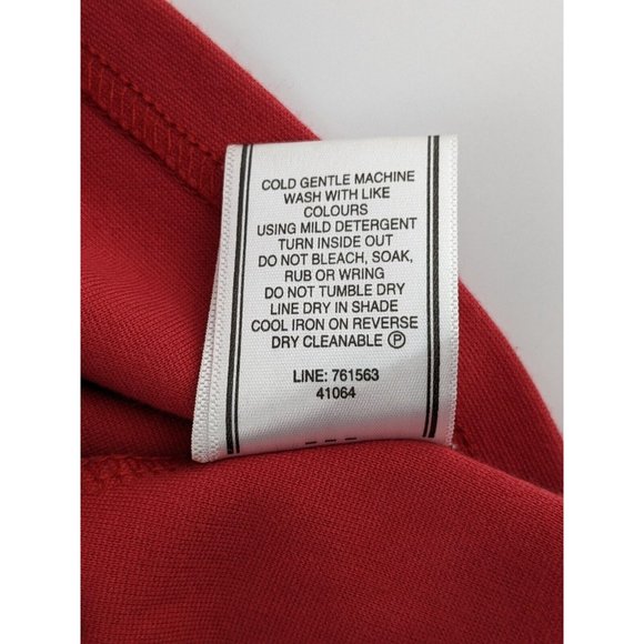 Portmans Womens Top Size Medium Red Long Sleeve V-Neck Zip-up Fitted Blouse - Picture 9 of 9